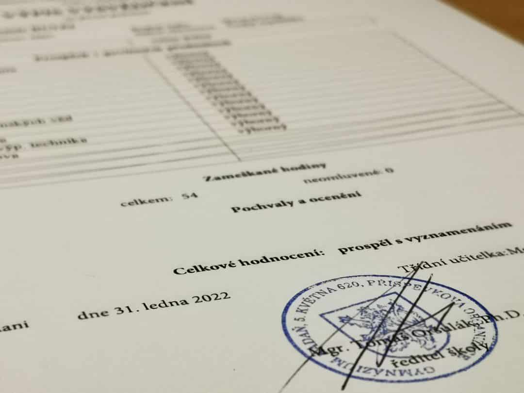 Pololetí 01 Výsledky v 1. pololetí školního roku 2021/2022